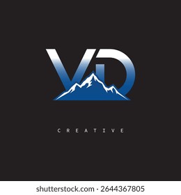  VD Creative Mountain Logo Bold Gradient Letter mark Branding Design for Business Outdoor Brands