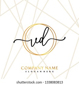 VD Initial Handwriting logo template vector