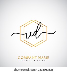 VD Initial Handwriting logo template vector