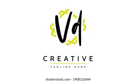 VD Initial handwriting logo vector