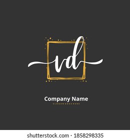 VD Initial handwriting and signature logo design with circle. Beautiful design handwritten logo for fashion, team, wedding, luxury logo.