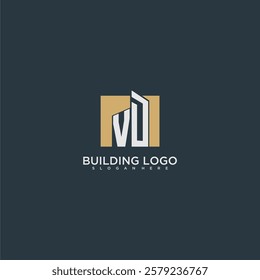 VD initial letter building logo for real estate with square design