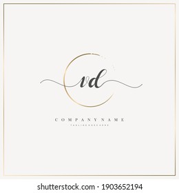 VD Initial Letter handwriting logo hand drawn template vector, logo for beauty, cosmetics, wedding, fashion and business