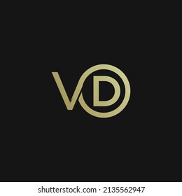 VD Initial letter logo inside circle shape inside rounded black and gold monogram