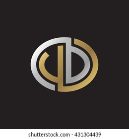 VD initial letters looping linked ellipse elegant logo golden silver black background