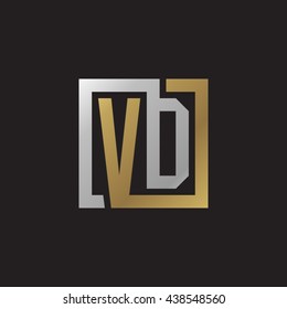 VD initial letters looping linked square elegant logo golden silver black background