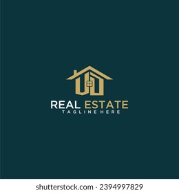 VD initial monogram logo for real estate with home shape creative design