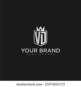 VD initial monogram shield and crown vector image