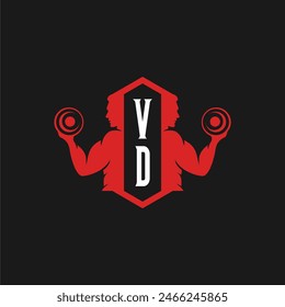 VD initials fitness sport gym logo design vector