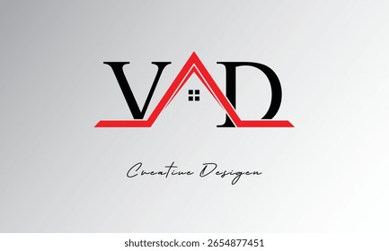 Logo de VD Letter House – Monograma inmobiliario creativo con el icono del techo y la forma del hogar para la propiedad, la arquitectura y la marca moderna
