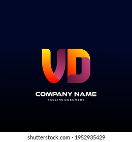 VD Letter initial Logo Vector With colorful, logo for media business