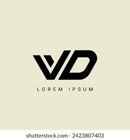 VD letter logo design. VD polygon, circle, triangle, hexagon, flat and simple style with white color variation letter logo set in one artboard. VD minimalist and classic logo. VD