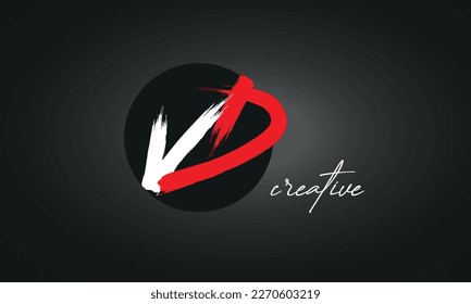 VD Letters Brush Paint Logo icon, Elegant Vector Design