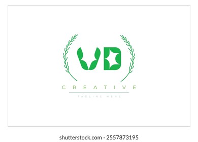 VD letters eco logo with leaf. Fresh nature and healthy leaf logo design.