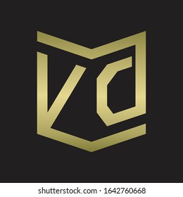VD Logo Emblem Monogram With Shield Style Design Template Isolated. Gold colors