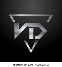 VD Logo, Metal Logo, Silver Logo, Monogram, Polygon