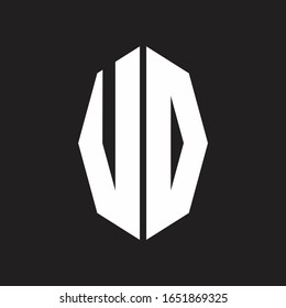 VD Logo monogram with octagonal ribbon style design template