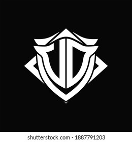 VD Logo monogram with shield and horn shape design template ON black background