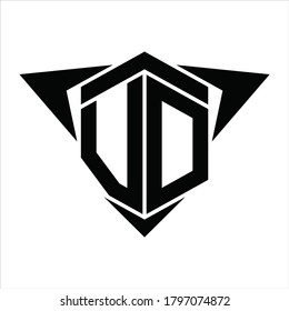 VD Logo monogram with wings arrow around design template on white background