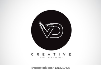 VD Modern Leter Logo Design with Black and White Monogram. Creative Letter Logo Brush Monogram Vector Design.