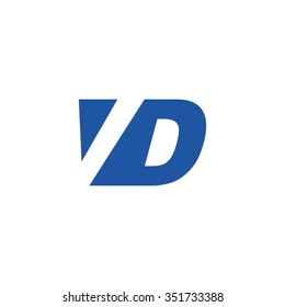 VD negative space letter logo blue