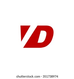 VD negative space letter logo red