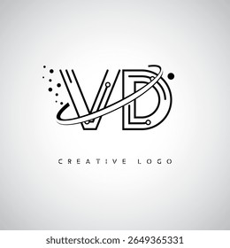 VD Orbit Monogram Logo - Futuristic Minimal Letter mark with Circular Line Art, Tech-Inspired Dots and Space Motion Concept for Modern Branding Identity (Logotipo de Monograma de Órbita VD - Marca de Letra Mínima Futurista com Linha de Arte Circular, Pontos Inspirados na Tecnologia e Conceito de Movimento Espacial para Identidade de Marca Moderna)