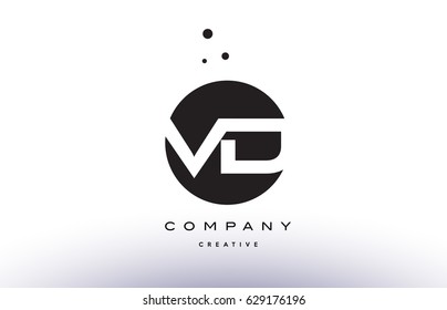 VD V D alphabet company letter logo design vector icon template simple black white circle dot dots creative abstract