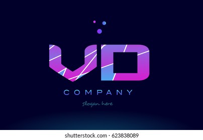 vd v d  creative color blue background pink purple magenta alphabet letter company logo vector icon