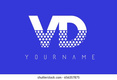 VD V D Dotted Pattern Letter Logo Design Vector with Blue Background.