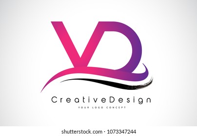 VD V D Letter Logo Design in Black Colors. Creative Modern Letters Vector Icon Logo Illustration.