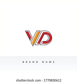 VD V D Letter Logo Design mit Schwarz Tinte Aquarell Splash Spill Vektorgrafik.