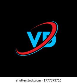 VD V D letter logo design. Initial letter VD linked circle uppercase monogram logo red and blue. VD logo, V D design. vd, v d