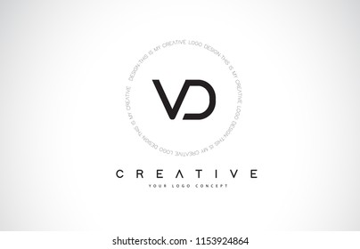 VD V D Logo Design with Black and White Creative Icon Text Letter Vector.