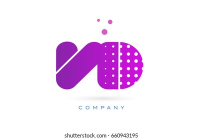 vd v d pink dots dotted letter logo alphabet creative company vector icon design template