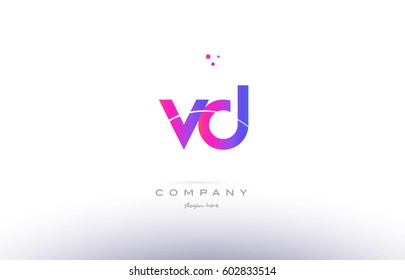 vd v d  pink purple modern creative gradient alphabet company logo design vector icon template