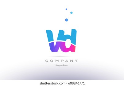 vd v d  pink purple blue white uppercase lowercase modern creative alphabet gradient company letter logo design vector icon template