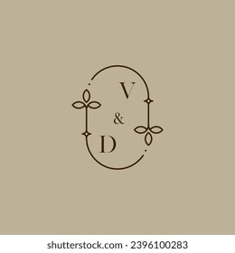 Logotipo inicial de boda VD en un diseño profesional de alta calidad que se imprimirá en cualquier medio impreso