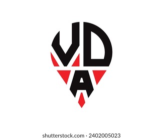 diseño de logotipo de la forma de ubicación de la carta VDA