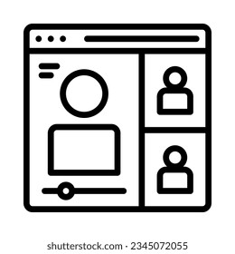 Icono de la conferencia VDO. Vector de línea. Aislar sobre fondo blanco.