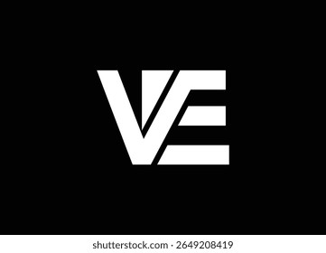 Monograma do logotipo das letras abstratas do VE