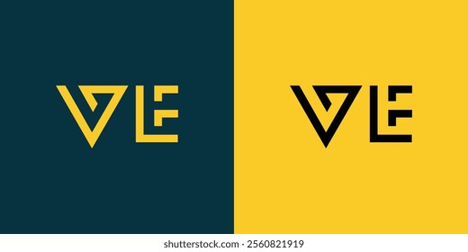 VE abstract minimalist letters Logo Monogram. It is a minimalist logo, this logo is made by combining two letters