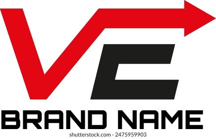 VE arrow black red letter design