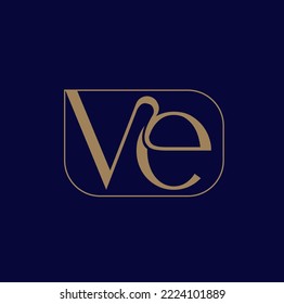 VE brand typography icon. VE lettering. 