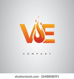 Projeto do logotipo da carta de fogo criativa VE