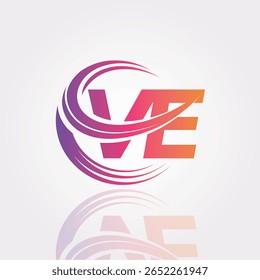 Logotipo do monograma do redemoinho do gradiente criativo de VE - Design moderno da marca da letra abstrata para a marca profissional e a identidade digital