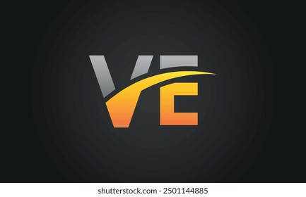 VE creative and modern letter logo design. VE logo design vector in black background.