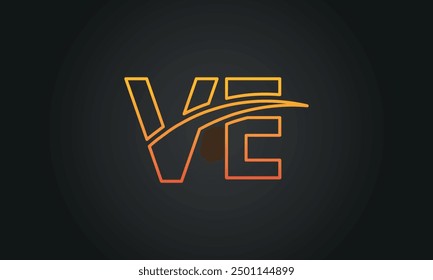 VE creative and modern letter logo design. VE logo design vector in black background.