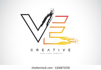 VE Creative Modern Logo Design Vetor with Orange and Black Colors. Monogram Stroke Letter Design.