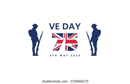 VE Day 75 Logo Victory In Europe Poster Design Vector